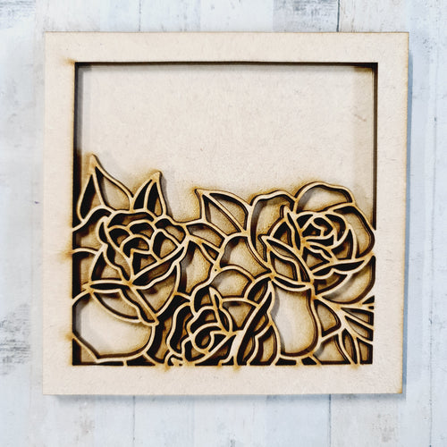 OL3283 - MDF Ladder Insert Tile - Doodle Roses - Olifantjie - Wooden - MDF - Lasercut - Blank - Craft - Kit - Mixed Media - UK