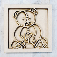 OL3931 - MDF Ladder Insert Tile - Doodle Nursery Teddy Bear - Olifantjie - Wooden - MDF - Lasercut - Blank - Craft - Kit - Mixed Media - UK