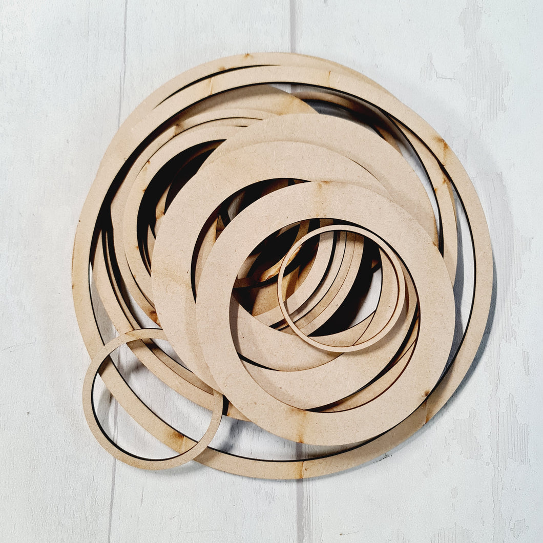 MW17 Sale 20 mixed wreath hoops - Olifantjie - Wooden - MDF - Lasercut - Blank - Craft - Kit - Mixed Media - UK