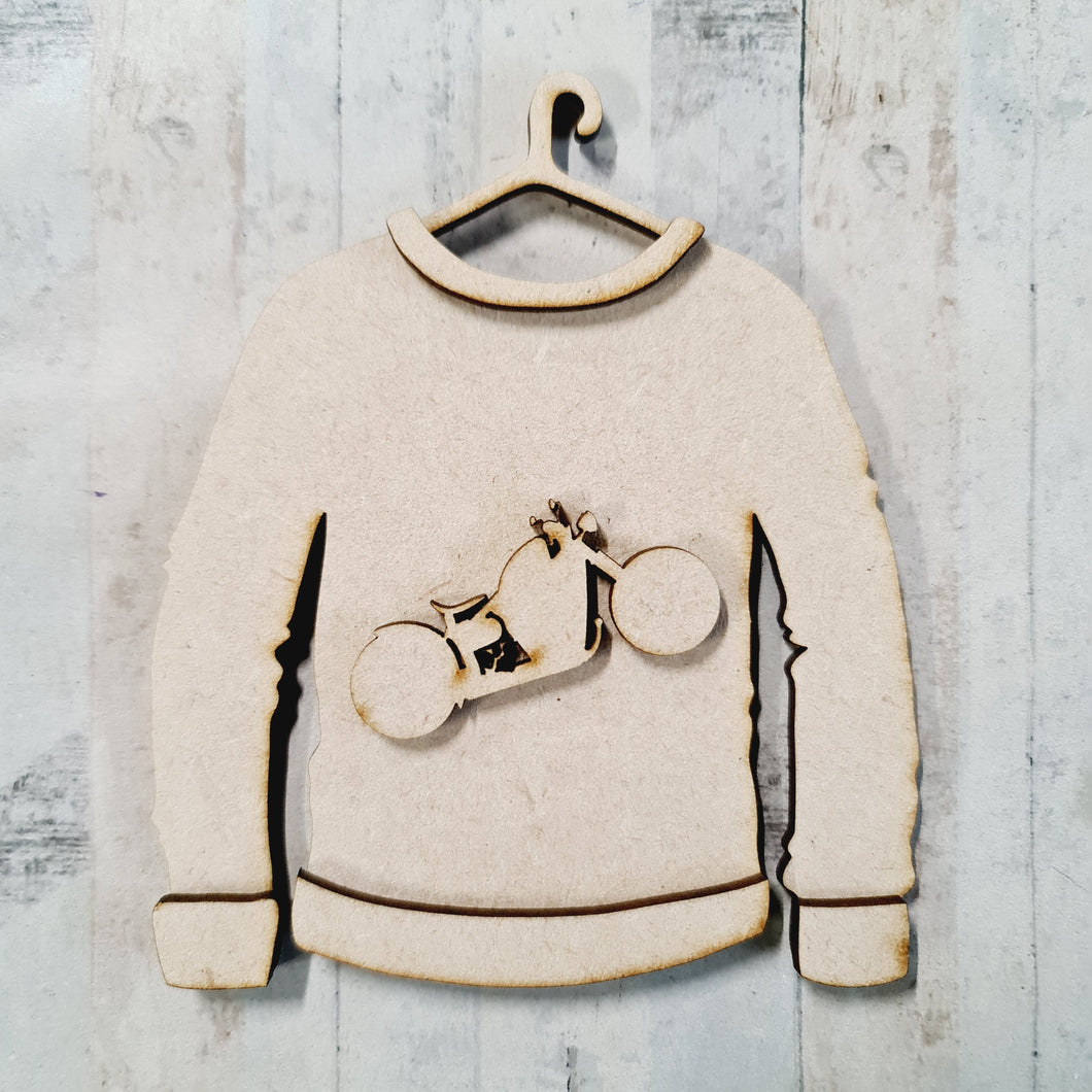 SJ533 - MDF Motorbike Jumper - Olifantjie - Wooden - MDF - Lasercut - Blank - Craft - Kit - Mixed Media - UK