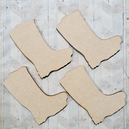 SALE - MDF Set of 4 Wellies CC150 - Olifantjie - Wooden - MDF - Lasercut - Blank - Craft - Kit - Mixed Media - UK