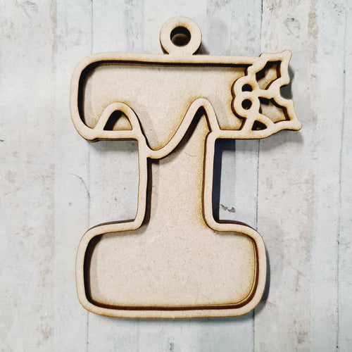 OL3991 - MDF Christmas Pudding Initial Hanging Bauble A-Z in drop down - Olifantjie - Wooden - MDF - Lasercut - Blank - Craft - Kit - Mixed Media - UK