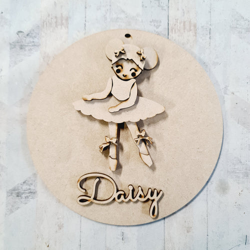 OL4222 - MDF Ballerina Plaque - 15cm - Olifantjie - Wooden - MDF - Lasercut - Blank - Craft - Kit - Mixed Media - UK