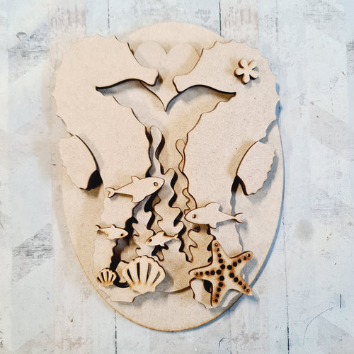 OL4230 - MDF Seahorse Plaque 12.5cmx17.5cm - Olifantjie - Wooden - MDF - Lasercut - Blank - Craft - Kit - Mixed Media - UK