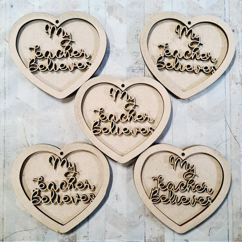 SALE - MDF Set of 5 Hearts SHB05 - Olifantjie - Wooden - MDF - Lasercut - Blank - Craft - Kit - Mixed Media - UK