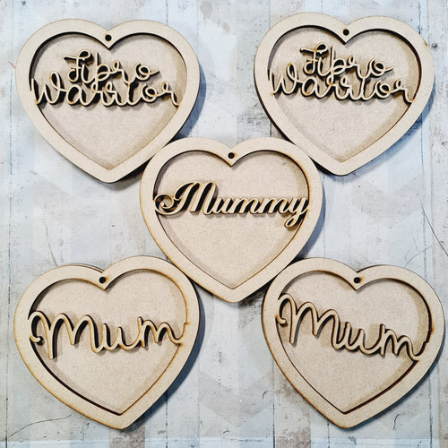 SALE - MDF Set of 5 Hearts SHB06 - Olifantjie - Wooden - MDF - Lasercut - Blank - Craft - Kit - Mixed Media - UK