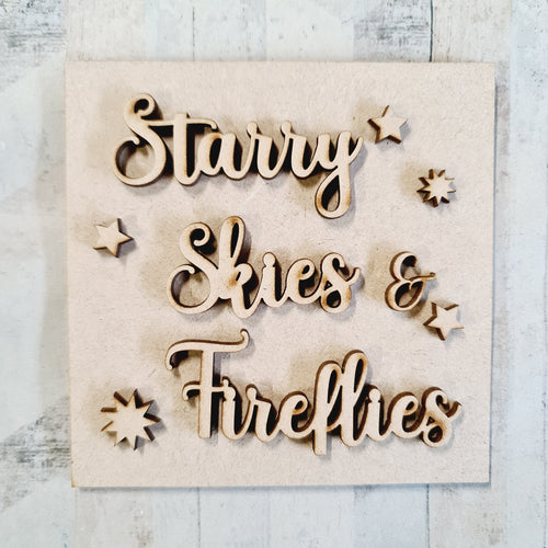 OL3137 - MDF Ladder Insert Tile - Starry skies and Fireflies - Olifantjie - Wooden - MDF - Lasercut - Blank - Craft - Kit - Mixed Media - UK