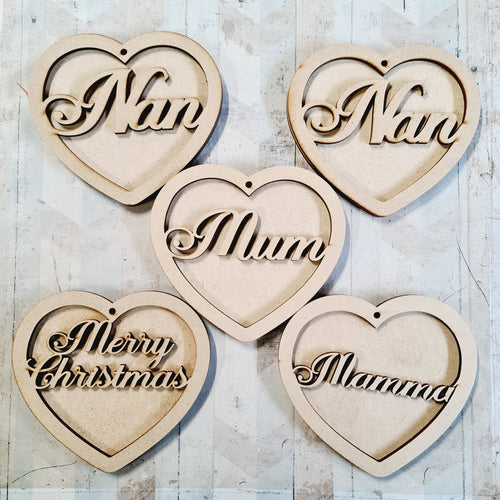 SALE - MDF Set of 5 Hearts SHB15 - Olifantjie - Wooden - MDF - Lasercut - Blank - Craft - Kit - Mixed Media - UK