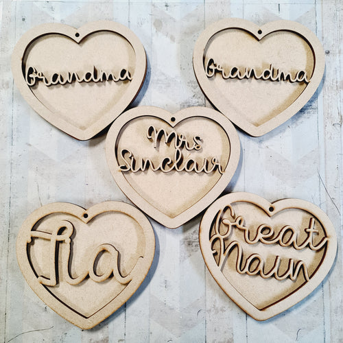 SALE - MDF Set of 5 Hearts SHB16 - Olifantjie - Wooden - MDF - Lasercut - Blank - Craft - Kit - Mixed Media - UK