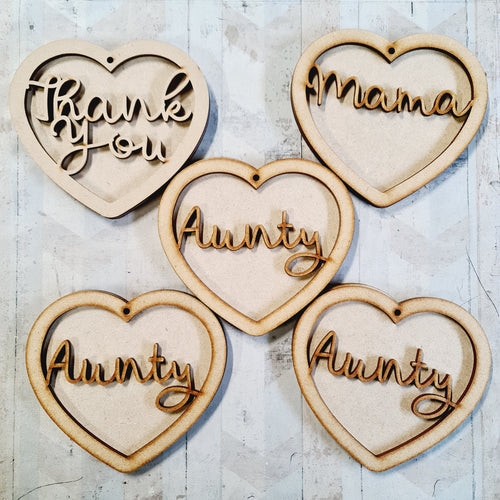 SALE - MDF Set of 5 Hearts SHB19 - Olifantjie - Wooden - MDF - Lasercut - Blank - Craft - Kit - Mixed Media - UK