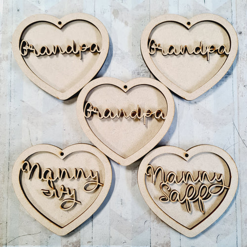 SALE - MDF Set of 5 Hearts SHB22 - Olifantjie - Wooden - MDF - Lasercut - Blank - Craft - Kit - Mixed Media - UK