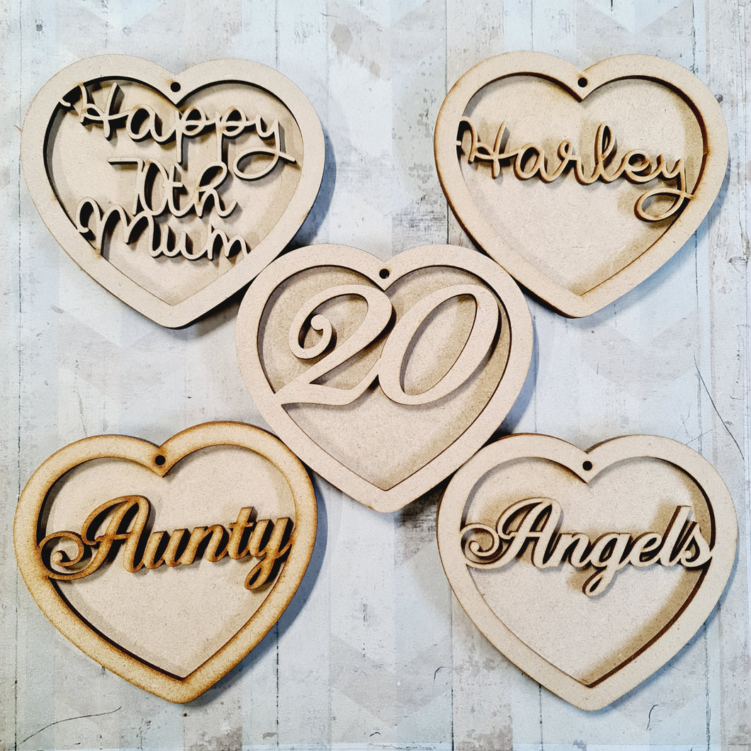 SALE - MDF Set of 5 Hearts SHB24 - Olifantjie - Wooden - MDF - Lasercut - Blank - Craft - Kit - Mixed Media - UK
