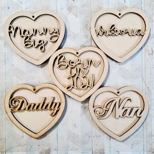 SALE - MDF Set of 5 Hearts SHB26 - Olifantjie - Wooden - MDF - Lasercut - Blank - Craft - Kit - Mixed Media - UK