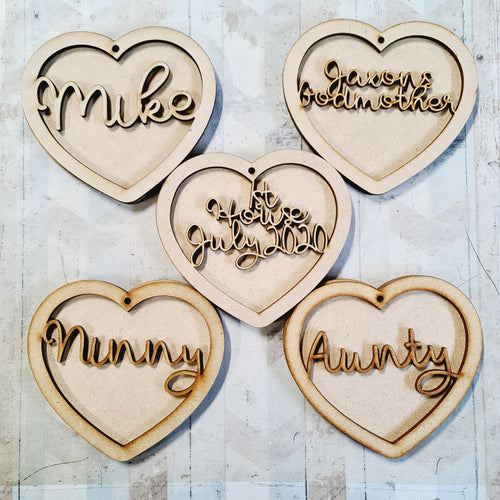 SALE - MDF Set of 5 Hearts SHB27 - Olifantjie - Wooden - MDF - Lasercut - Blank - Craft - Kit - Mixed Media - UK