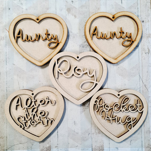 SALE - MDF Set of 5 Hearts SHB28 - Olifantjie - Wooden - MDF - Lasercut - Blank - Craft - Kit - Mixed Media - UK