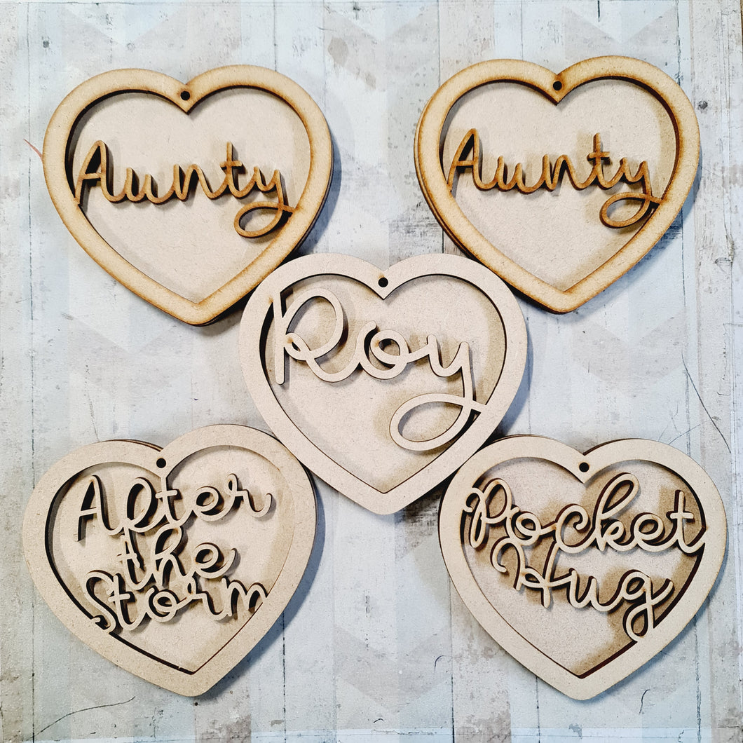SALE - MDF Set of 5 Hearts SHB28 - Olifantjie - Wooden - MDF - Lasercut - Blank - Craft - Kit - Mixed Media - UK