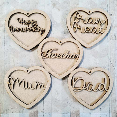SALE - MDF Set of 5 Hearts SHB29 - Olifantjie - Wooden - MDF - Lasercut - Blank - Craft - Kit - Mixed Media - UK