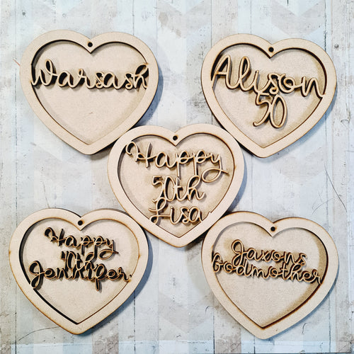 SALE - MDF Set of 5 Hearts SHB30 - Olifantjie - Wooden - MDF - Lasercut - Blank - Craft - Kit - Mixed Media - UK