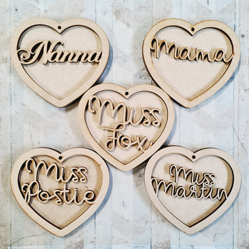 SALE - MDF Set of 5 Hearts SHB33 - Olifantjie - Wooden - MDF - Lasercut - Blank - Craft - Kit - Mixed Media - UK