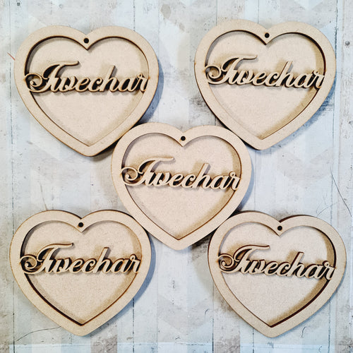 SALE - MDF Set of 5 Hearts SHB35 - Olifantjie - Wooden - MDF - Lasercut - Blank - Craft - Kit - Mixed Media - UK