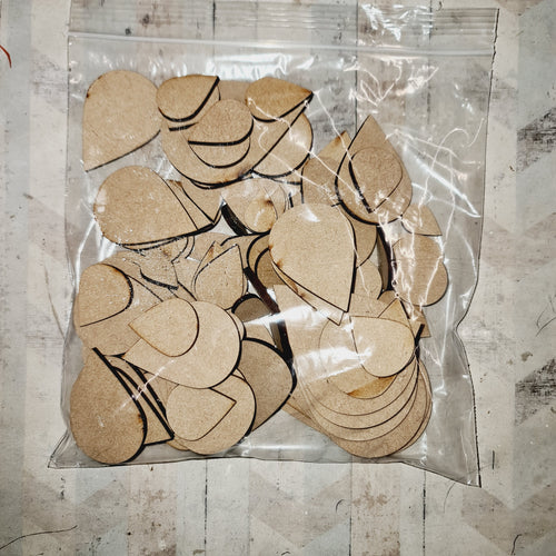 SALE - MDF Bag of Rain Drops AA76 - Olifantjie - Wooden - MDF - Lasercut - Blank - Craft - Kit - Mixed Media - UK