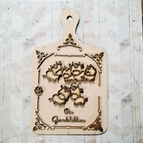 OL2835 - MDF Cow Doodle - Chopping Board - Family - Plus upto 4 words - Olifantjie - Wooden - MDF - Lasercut - Blank - Craft - Kit - Mixed Media - UK
