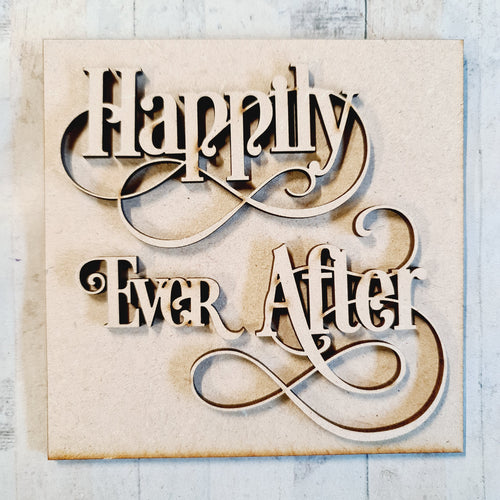 OL3181 - MDF Ladder Insert Tile - Happily ever after - Olifantjie - Wooden - MDF - Lasercut - Blank - Craft - Kit - Mixed Media - UK