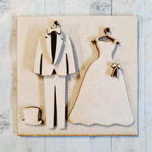 OL3179 - MDF Ladder Insert Tile - Dress and Tuxedo - Olifantjie - Wooden - MDF - Lasercut - Blank - Craft - Kit - Mixed Media - UK