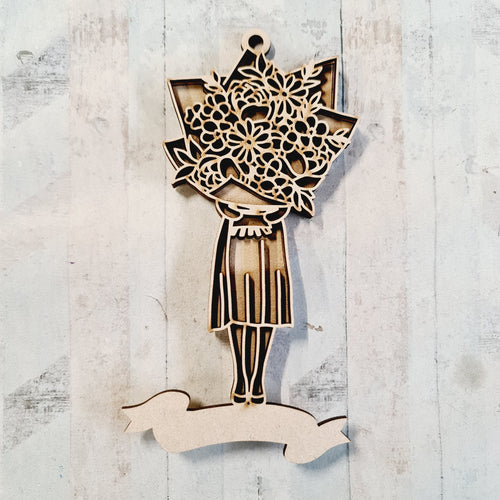 OL3719 - MDF Hidden Person - Flowers Style 1 - Olifantjie - Wooden - MDF - Lasercut - Blank - Craft - Kit - Mixed Media - UK