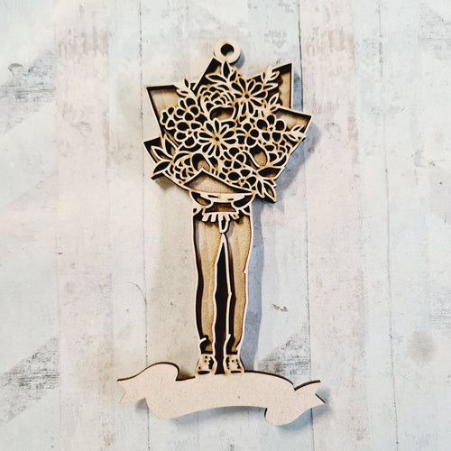 OL3721 - MDF Hidden Person - Flowers Style 3 - Olifantjie - Wooden - MDF - Lasercut - Blank - Craft - Kit - Mixed Media - UK