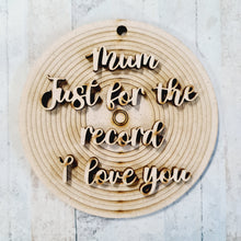 OL4319 - MDF Engraved Vinyl Disc with 3D Personalised Writing - Just for the Record I Love You - Olifantjie - Wooden - MDF - Lasercut - Blank - Craft - Kit - Mixed Media - UK