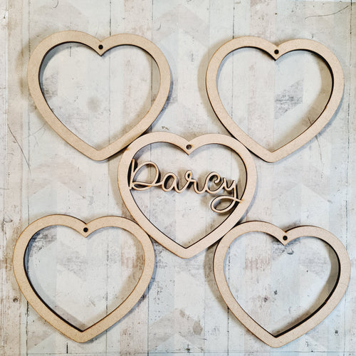SALE - MDF Set of 5 Hearts HBS02 - Olifantjie - Wooden - MDF - Lasercut - Blank - Craft - Kit - Mixed Media - UK