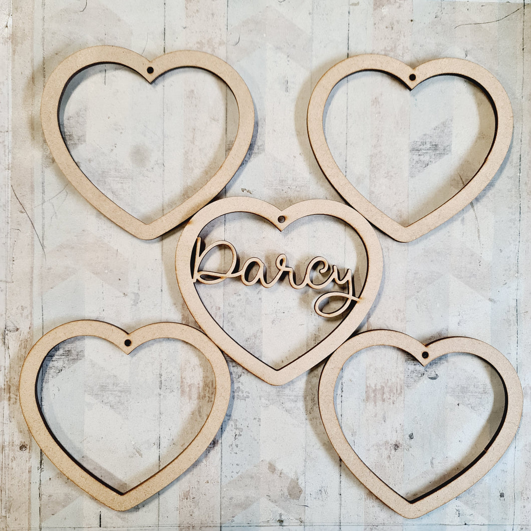 SALE - MDF Set of 5 Hearts HBS02 - Olifantjie - Wooden - MDF - Lasercut - Blank - Craft - Kit - Mixed Media - UK
