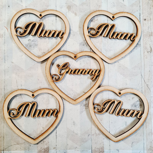 SALE - MDF Set of 5 Hearts HBS16 - Olifantjie - Wooden - MDF - Lasercut - Blank - Craft - Kit - Mixed Media - UK