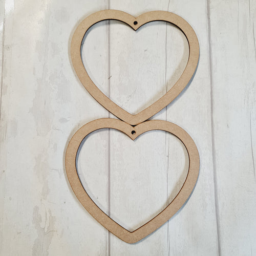 SALE - MDF Set of 2 Hearts 20cm HBS18 - Olifantjie - Wooden - MDF - Lasercut - Blank - Craft - Kit - Mixed Media - UK