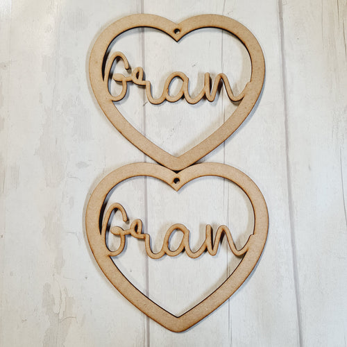 SALE - MDF Set of 2 Hearts 20cm HBS24 - Olifantjie - Wooden - MDF - Lasercut - Blank - Craft - Kit - Mixed Media - UK