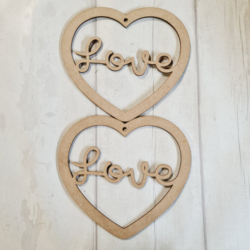 SALE - MDF Set of 2 Hearts 20cm HBS30 - Olifantjie - Wooden - MDF - Lasercut - Blank - Craft - Kit - Mixed Media - UK