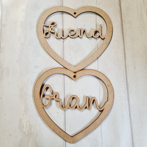 SALE - MDF Set of 2 Hearts 20cm HBS41 - Olifantjie - Wooden - MDF - Lasercut - Blank - Craft - Kit - Mixed Media - UK