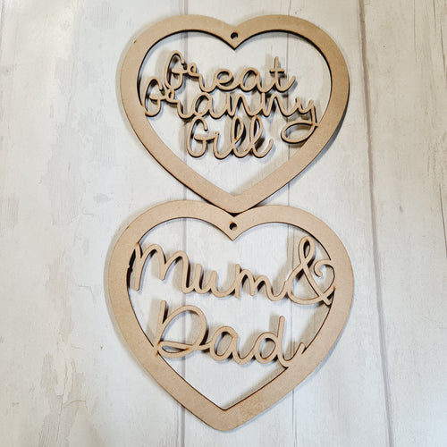 SALE - MDF Set of 2 Hearts 20cm HBS44 - Olifantjie - Wooden - MDF - Lasercut - Blank - Craft - Kit - Mixed Media - UK