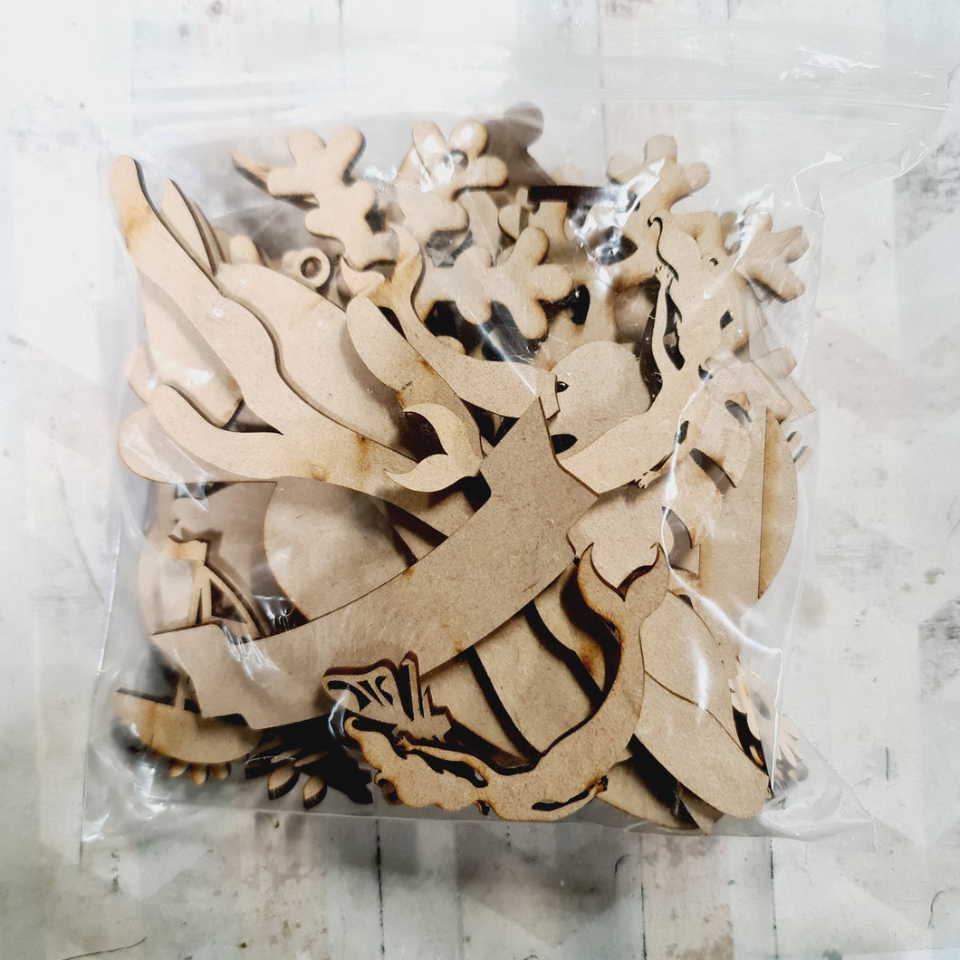 SALE - MDF Bag of Bits cc91 - Olifantjie - Wooden - MDF - Lasercut - Blank - Craft - Kit - Mixed Media - UK