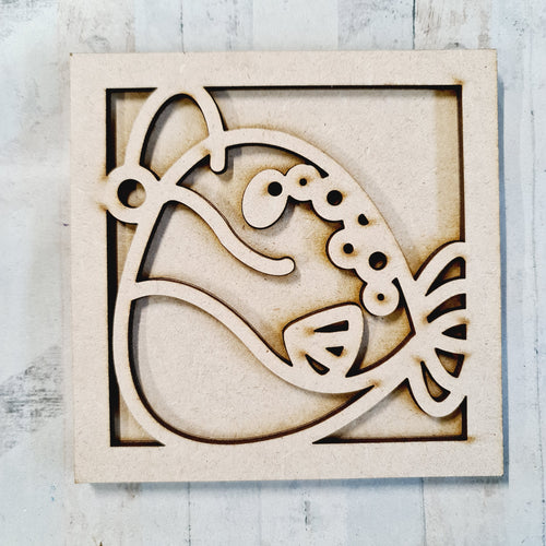 OL4552 - MDF Ladder Insert Tile - Doodle Cute Sealife - Anglerfish - Olifantjie - Wooden - MDF - Lasercut - Blank - Craft - Kit - Mixed Media - UK