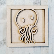 OL4548 - MDF Ladder Insert Tile - Doodle Cute Sealife - Jellyfish - Olifantjie - Wooden - MDF - Lasercut - Blank - Craft - Kit - Mixed Media - UK