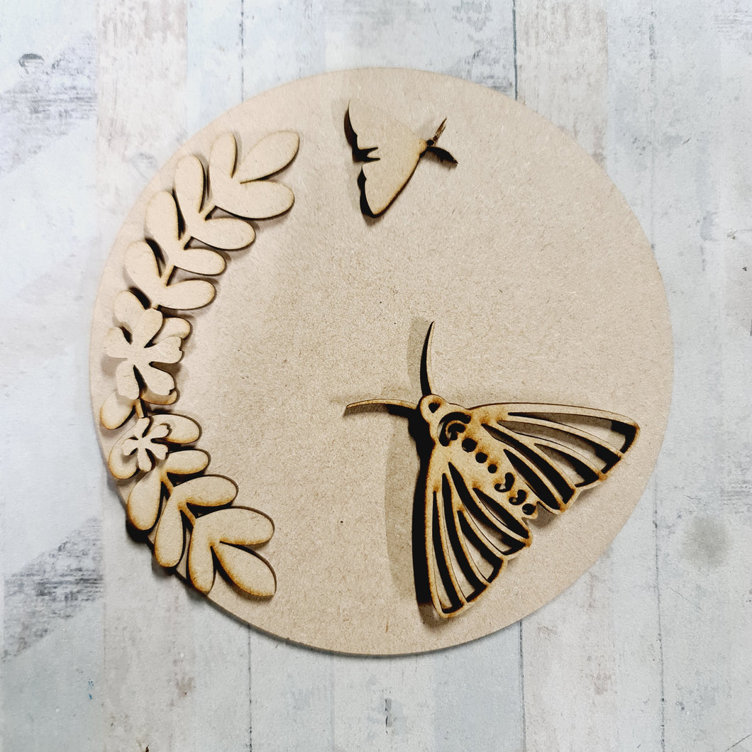 CC132 SALE - MDF Moth Plaque - Olifantjie - Wooden - MDF - Lasercut - Blank - Craft - Kit - Mixed Media - UK