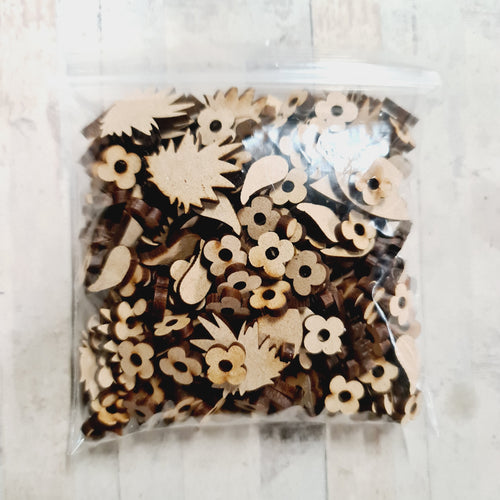 SALE - MDF Bag of Floral Bits AA90 - Olifantjie - Wooden - MDF - Lasercut - Blank - Craft - Kit - Mixed Media - UK