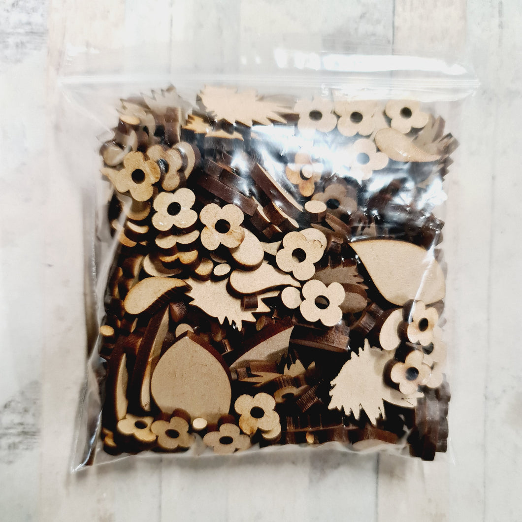 SALE - MDF Bag of Floral Bits AA89 - Olifantjie - Wooden - MDF - Lasercut - Blank - Craft - Kit - Mixed Media - UK