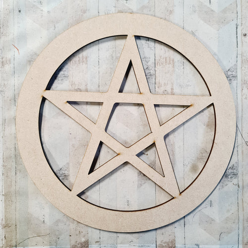 OL4647 - MDF Hoop - Pentagram Theme - 25cm - Olifantjie - Wooden - MDF - Lasercut - Blank - Craft - Kit - Mixed Media - UK