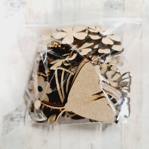 SALE - MDF Bag of Floral Moths AA91 - Olifantjie - Wooden - MDF - Lasercut - Blank - Craft - Kit - Mixed Media - UK