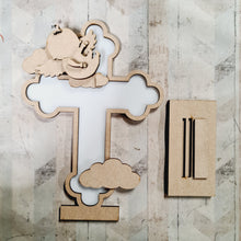 OL4634 - MDF and Acrylic Cross - Freestanding or Hanging/no holes - Acrylic white, or clear or MDF Cross - Baby Angel - Olifantjie - Wooden - MDF - Lasercut - Blank - Craft - Kit - Mixed Media - UK