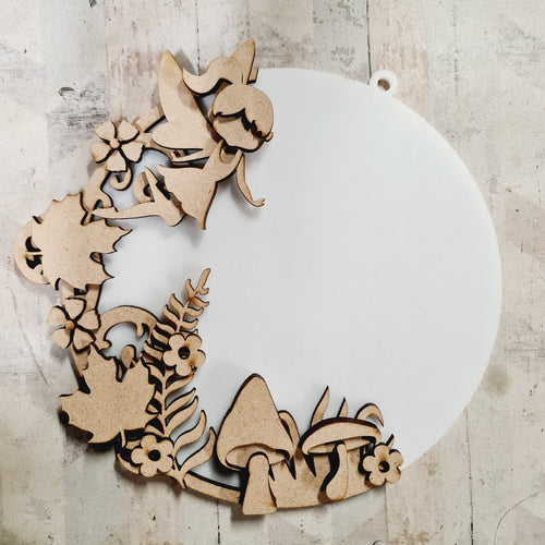 OL4542 - MDF  Circle - Freestanding or Hanging/no holes - Acrylic white, or clear or MDF Circle - Woodland Layered Fairy - Olifantjie - Wooden - MDF - Lasercut - Blank - Craft - Kit - Mixed Media - UK