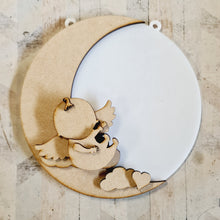 OL4361 - MDF Moon Circle - Freestanding or Hanging/no holes - Acrylic white, or clear or MDF Circle - Angel baby - Olifantjie - Wooden - MDF - Lasercut - Blank - Craft - Kit - Mixed Media - UK